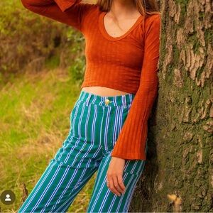 EUC Big Bud Press Blue/Green Striped Work Pants